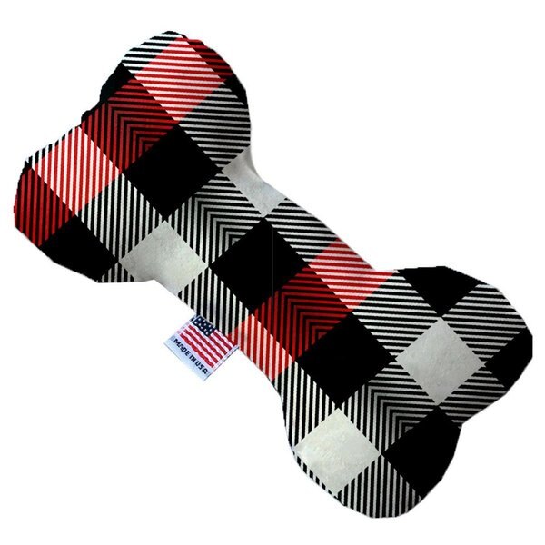Red & White Buffalo Check Canvas Bone Dog Toy 10 in., Mirage Pet Products, Mfr#: 1302-CTYBN10